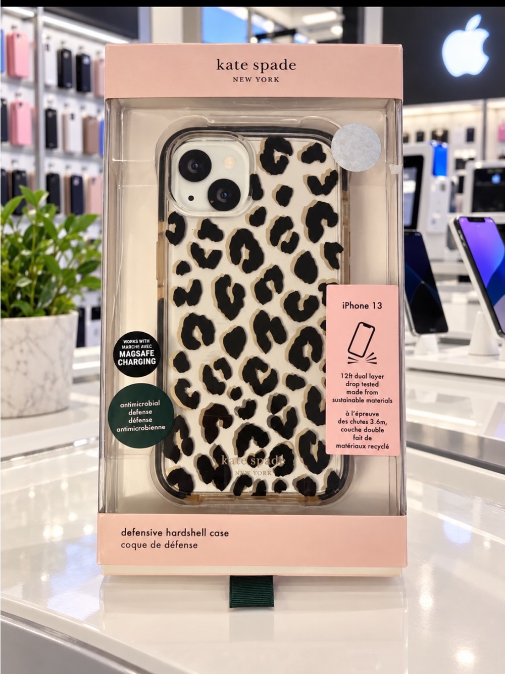 kate spade Leopard Print iPhone 13 Case - Cream & Black